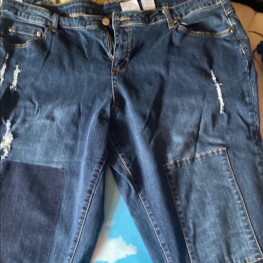 Just My Size Blue Boyfriend Jeans with Distressed Details